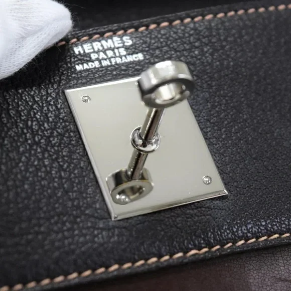 AUTHENTIC KELLY 35 RARE 2 tone brown Amazonia calfskin satchel bag - Picture 10 of 16